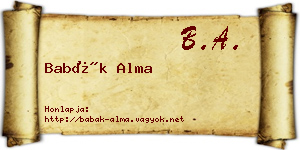 Babák Alma névjegykártya